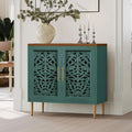 Green Accent Cabinet Carved Storage Vintage Furniture-0