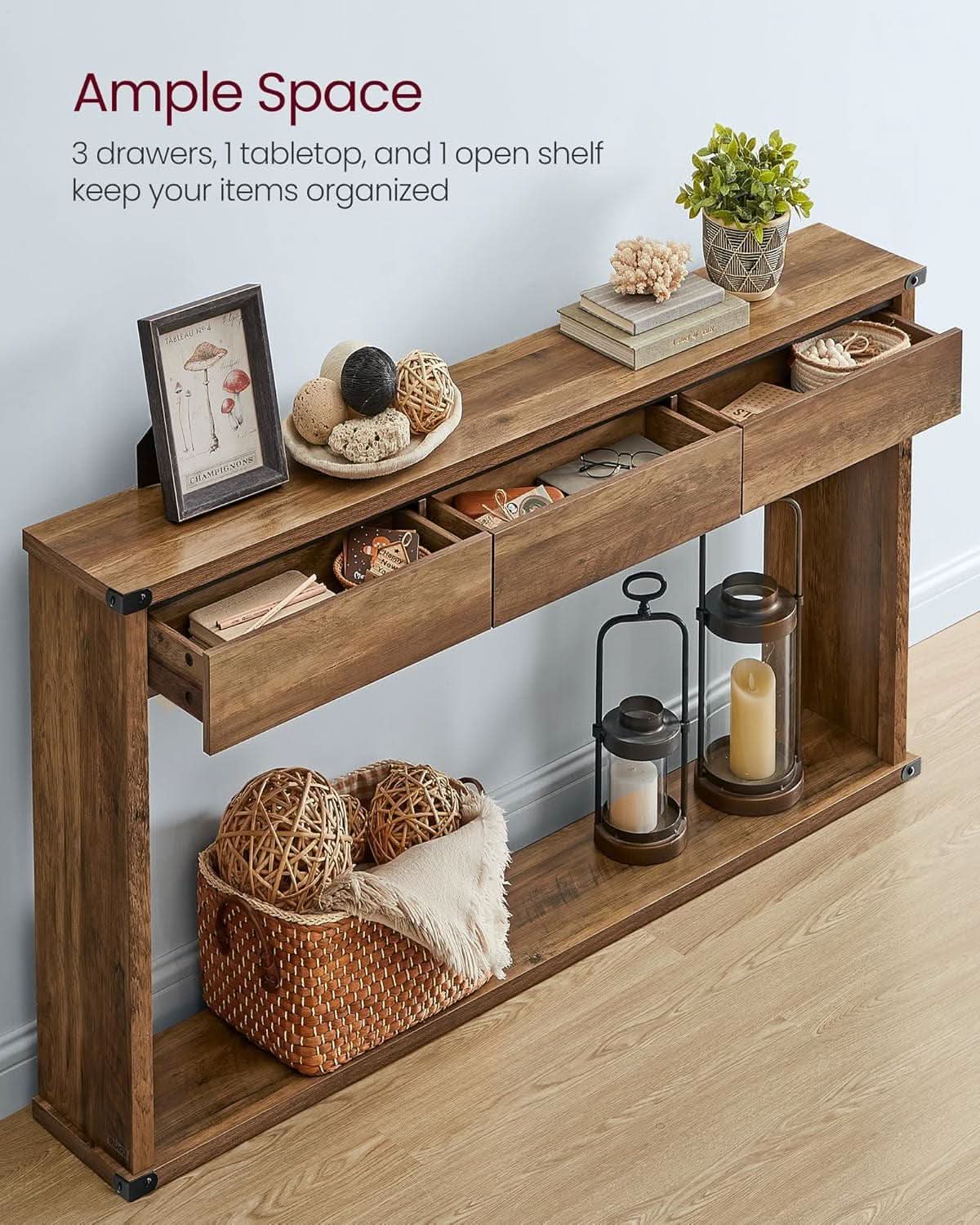 Sofa Console Table Forty Seven Inches Three Drawers Narrow