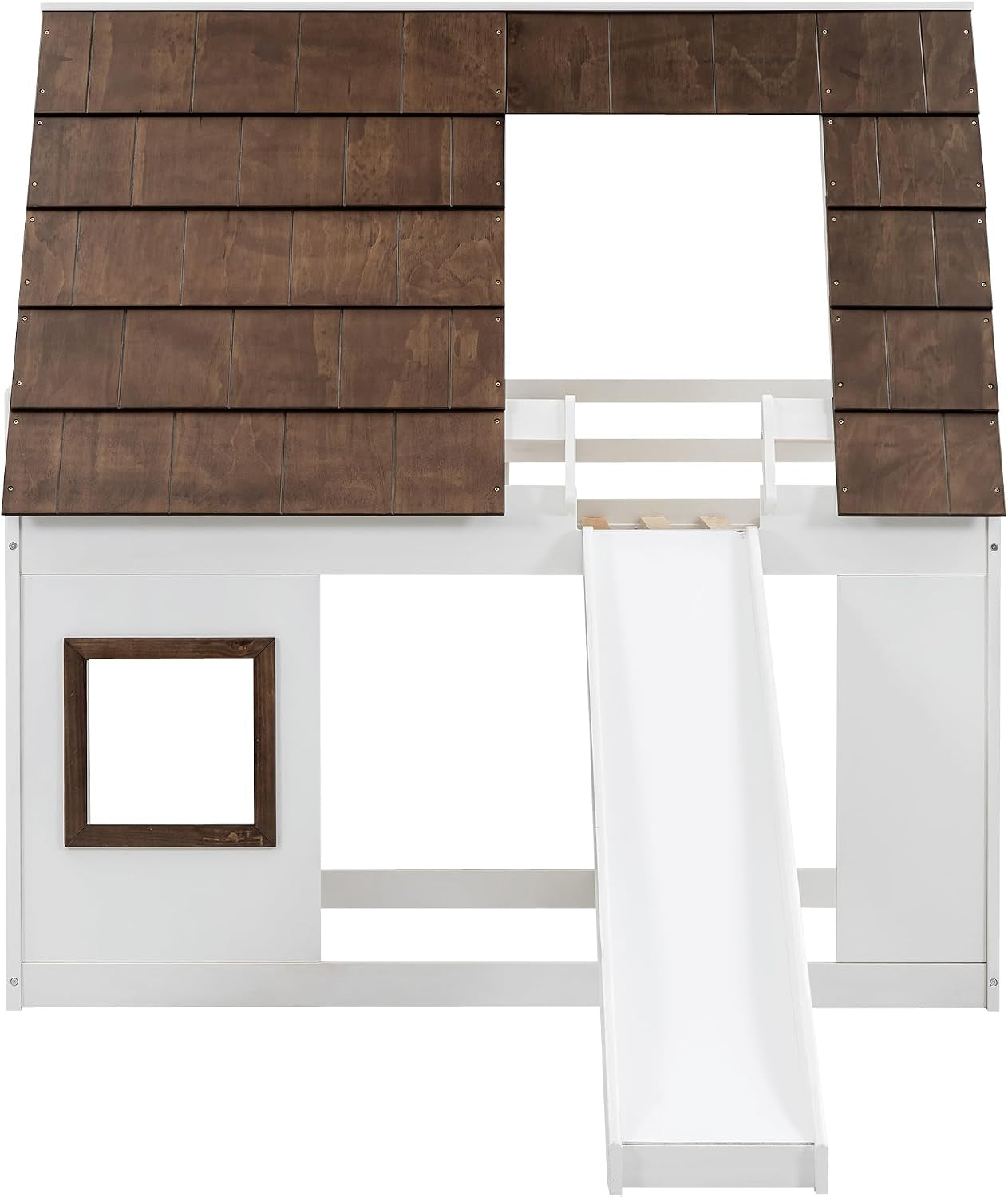Twin Size Montessori Wooden Playhouse Bunk Bed Slide-4
