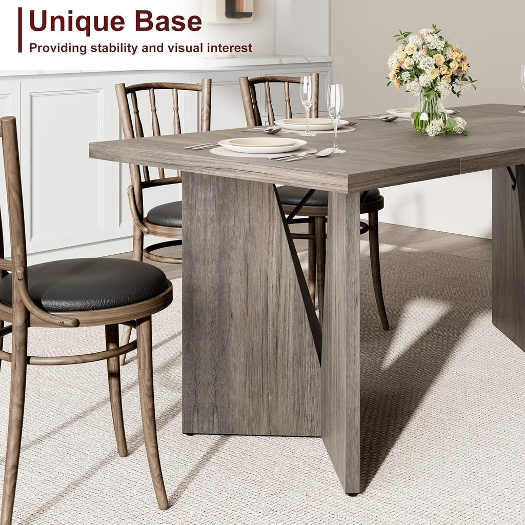 Rectangular Dining Table 70.9 Inches Grey Farmhouse