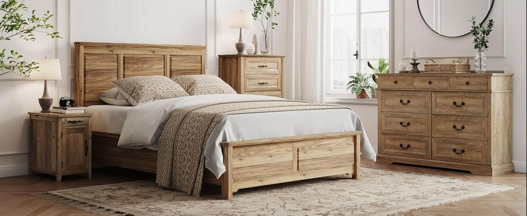 Nine Drawer Dresser Handcrafted Rustic Oakwood Finish