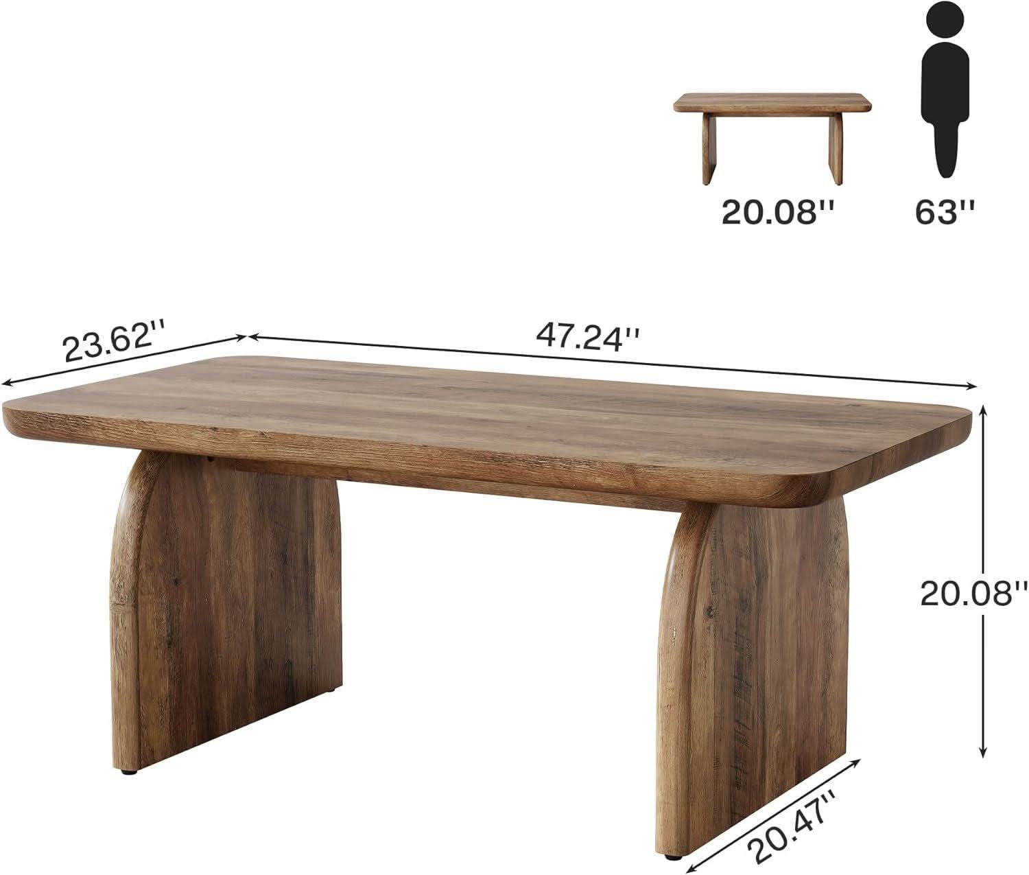 Rectangular 47 Inch Rustic Brown Coffee Table Design-1