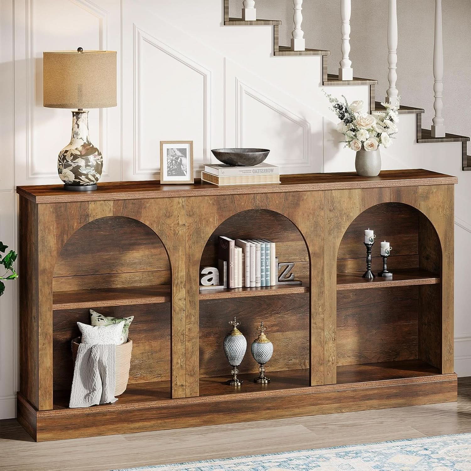 63 Inch Console Table Three Tier Storage for Entryway-2