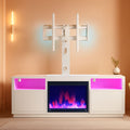 White Electric Fireplace TV Stand With Illumination