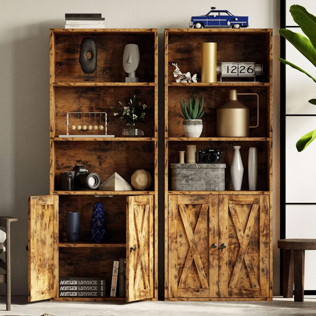 Industrial Bookshelves With Doors 5 Shelf Floor Standing