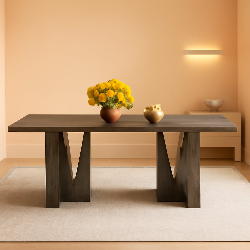 Rectangular Dining Table 70.9 Inches Grey Farmhouse