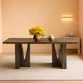 Rectangular Dining Table 70.9 Inches Grey Farmhouse