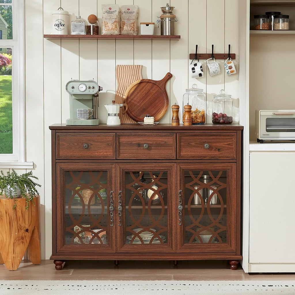 Brown Forty EightInch Farmhouse Sideboard Cabinet Elegant Design