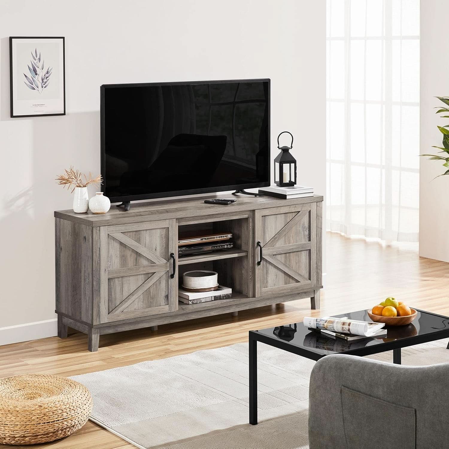 Gray Farm house TV Stand 65 Inch Entertainment Center-3