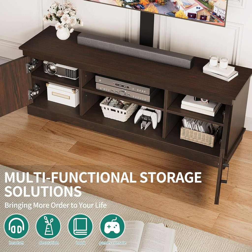 Espresso Farmhouse TV Stand With Adjustable Mounting-4