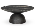 Round Coffee Table – Black Marble Top, Dome Base