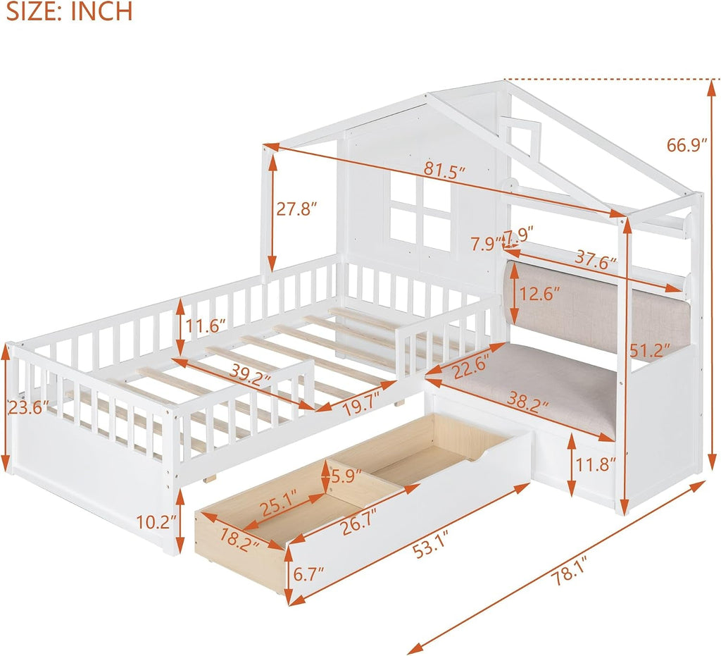 White Kids Twin Montessori Platform Bed Frame Collection