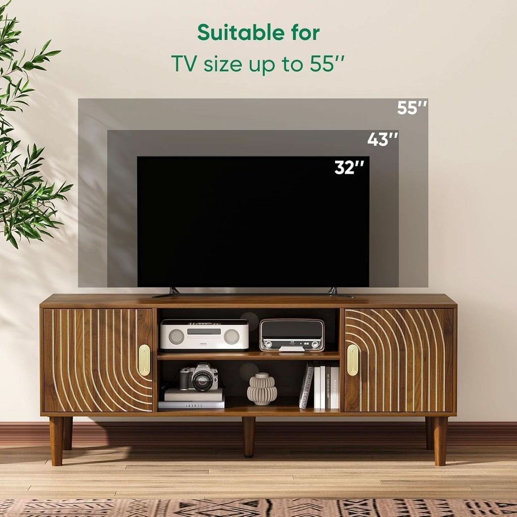 Walnut 47 Inch TV Stand Featur ingInte grated Storage-3