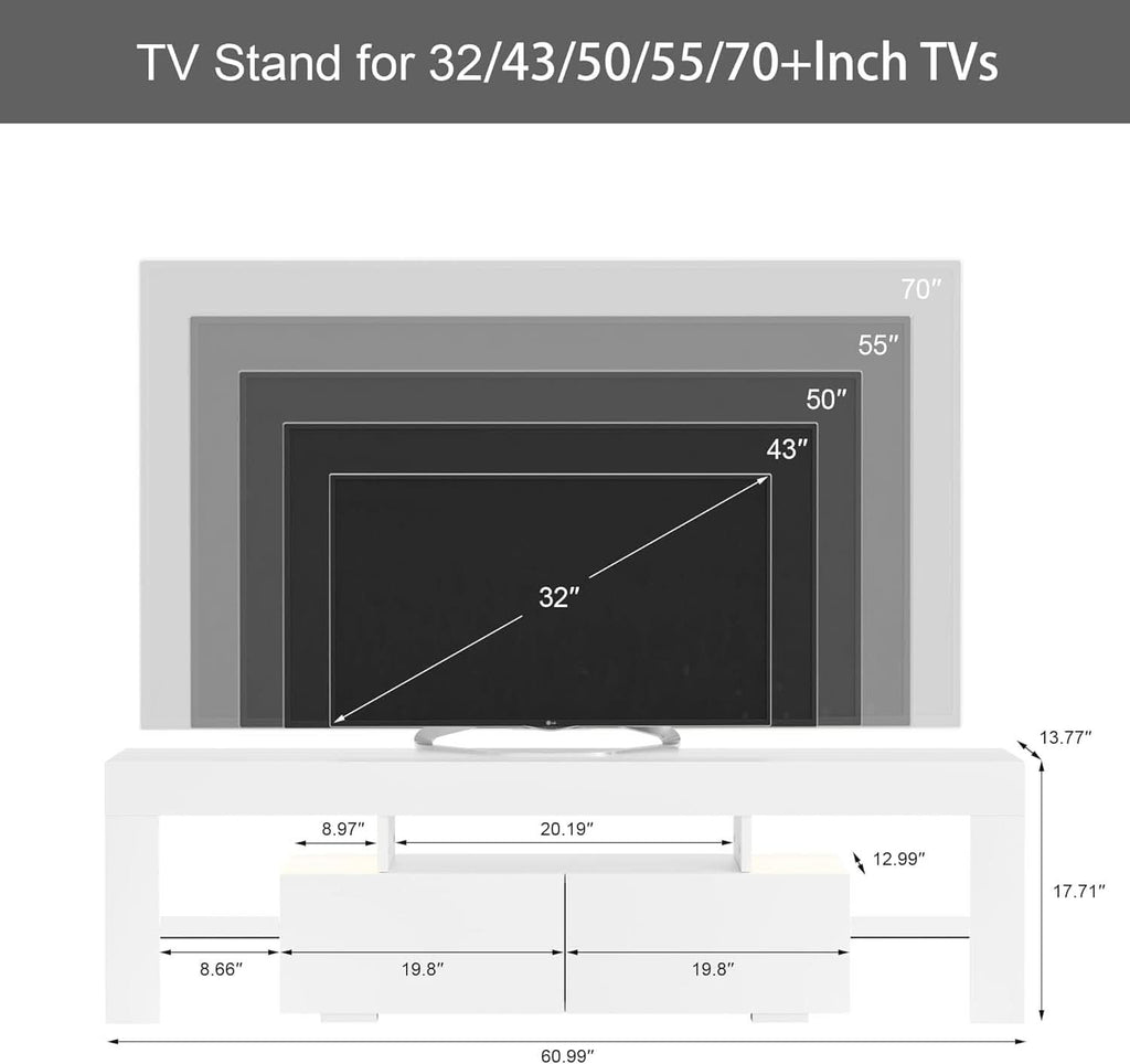White Entertainment TV Stand With LED Illumination-2