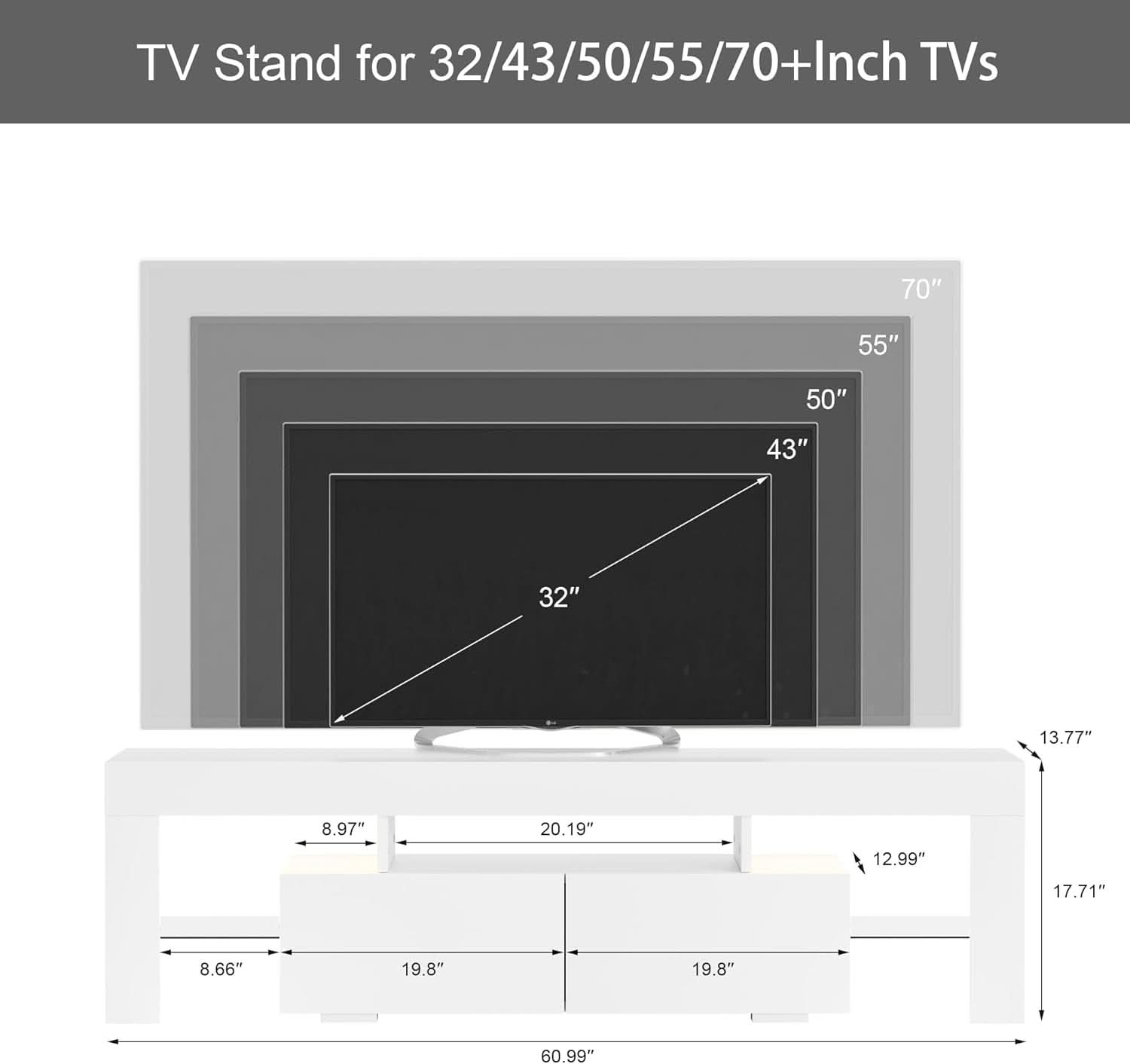 White Entertainment TV Stand With LED Illumination-2