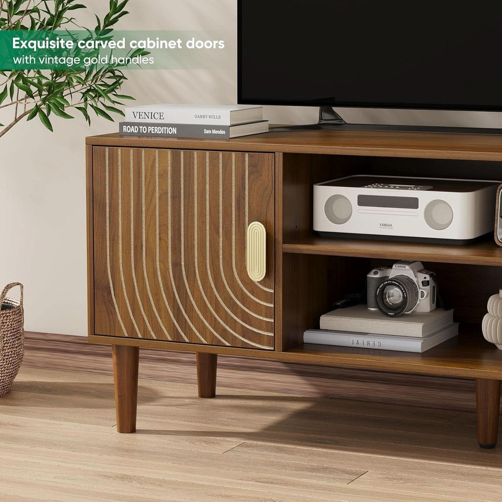 Walnut 47 Inch TV Stand Featur ingInte grated Storage-2