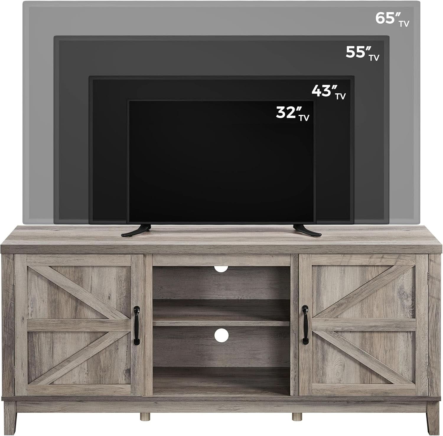 Gray Farm house TV Stand 65 Inch Entertainment Center-4