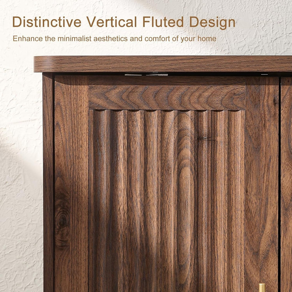 Walnut Sideboard Buffet Cabinet Adjustable Shelves-3