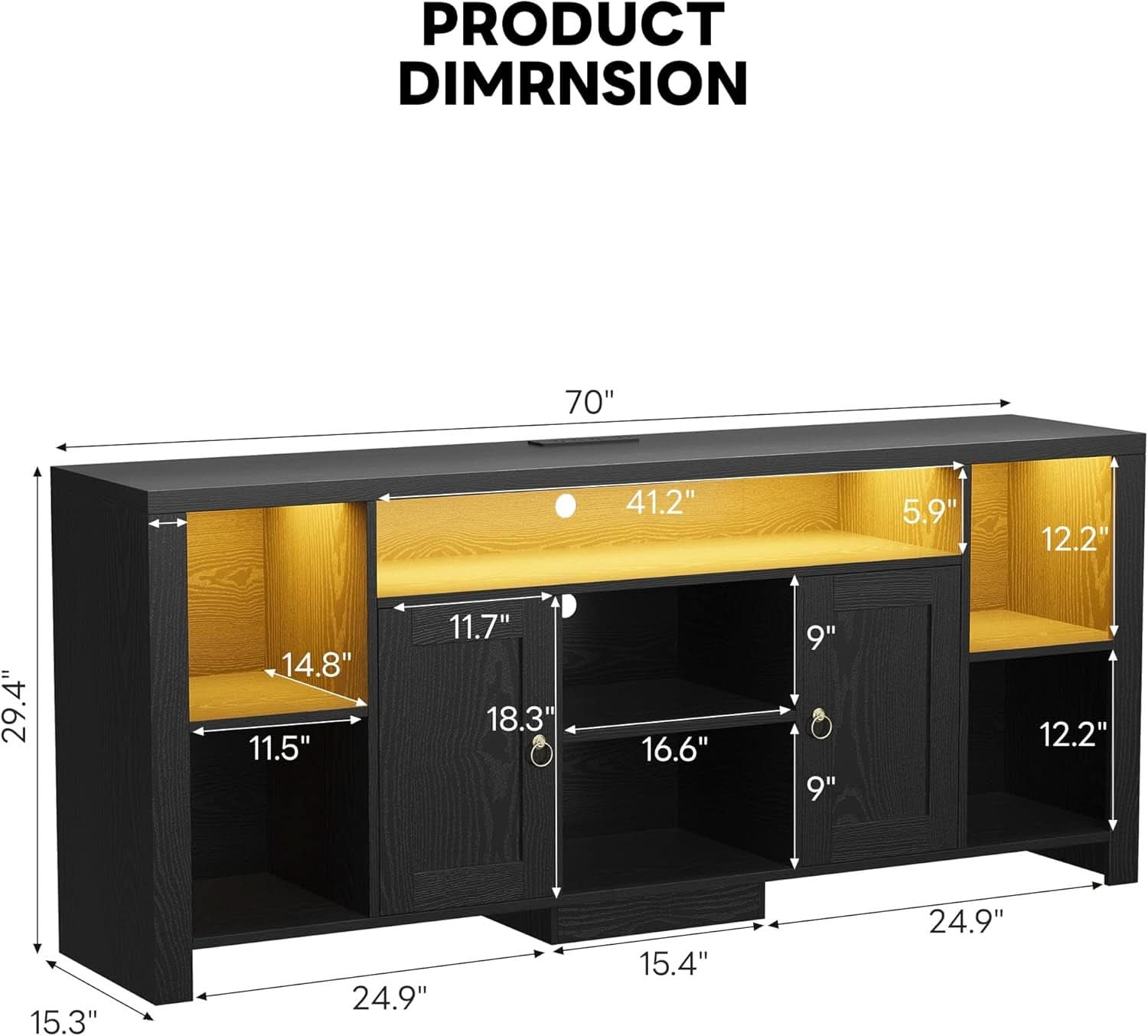 Eighty Inch TV Stand With Integrated LED Entertainment-1