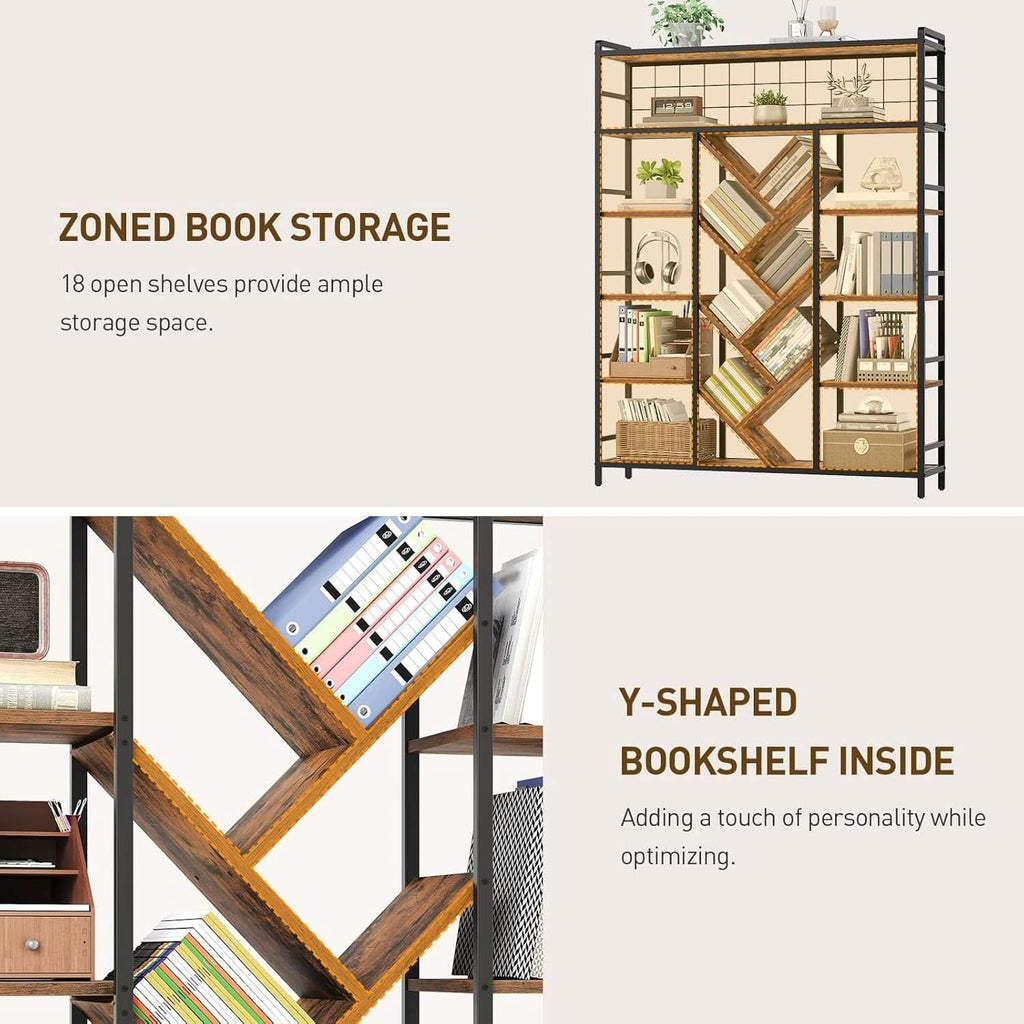 Sturdy 6 Tier Industrial Bookcase Integrated Display