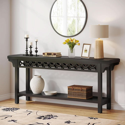 Charcoal Grey Premium Walnut Console Table Storage