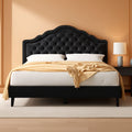 Queen Bed Frame With Adjustable Headboard BlackVelvet-0