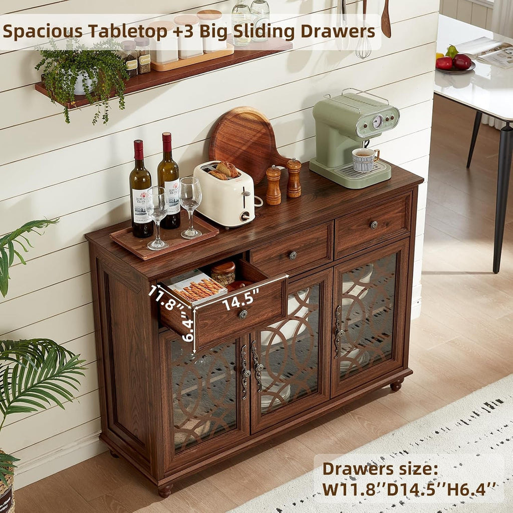 Brown Forty EightInch Farmhouse Sideboard Cabinet Elegant Design
