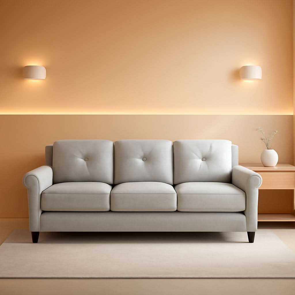 Harrington Sofa Beige With Curved Arms For Living Room-0