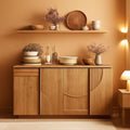62 Inch Handcrafted Oak Sideboard Cabinet Midcentury-0