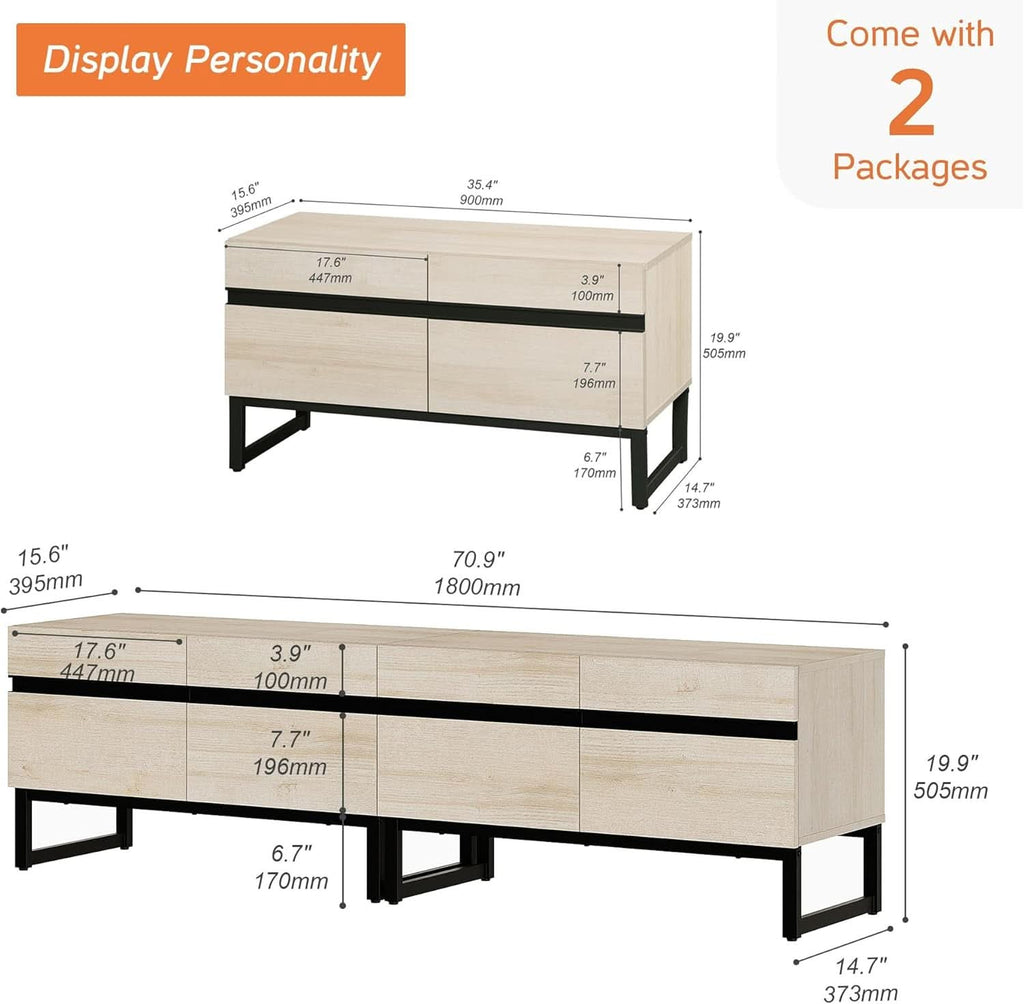 Light Oak Contemporary Entertainment TV Stand 75 Inch-1