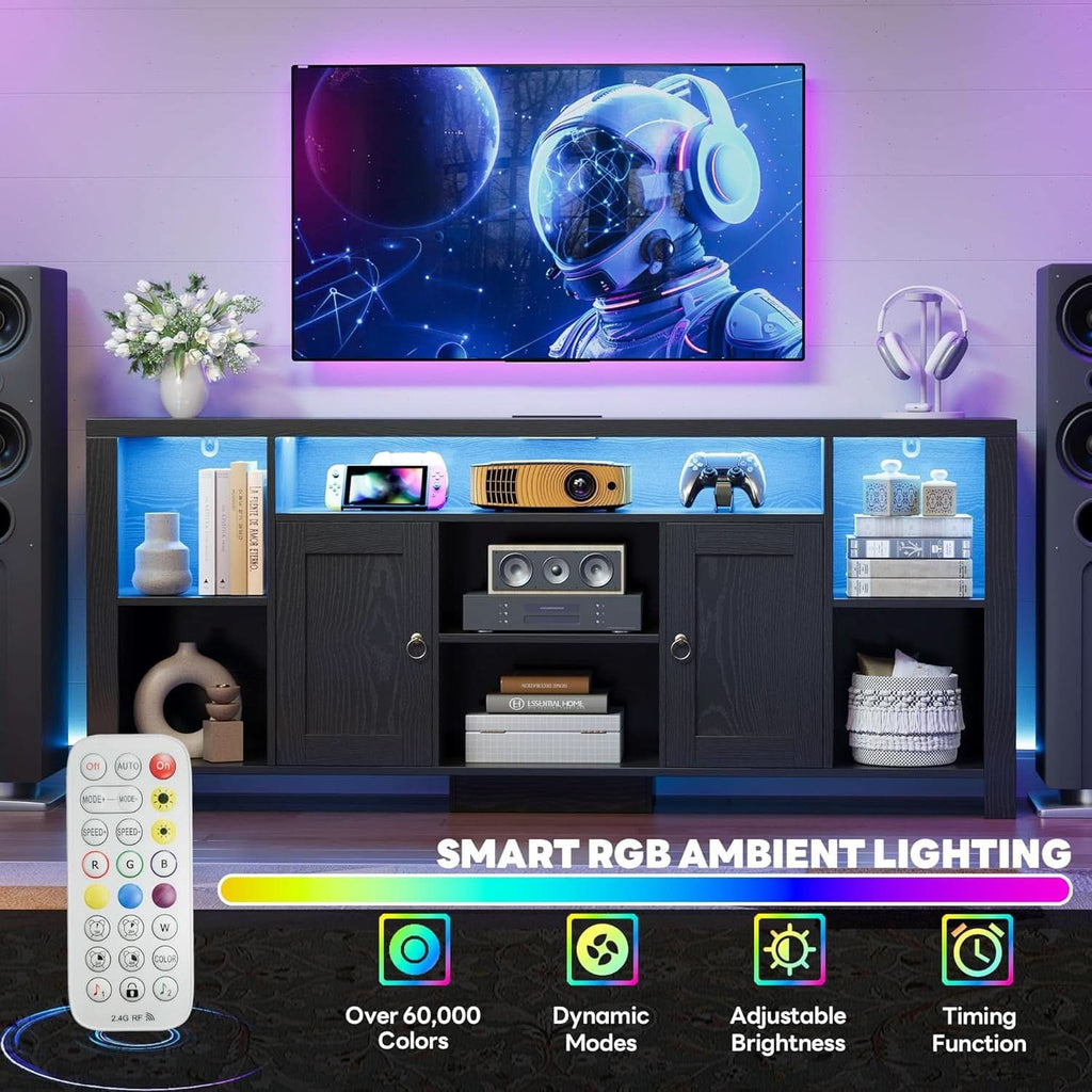 Eighty Inch TV Stand With Integrated LED Entertainment-4