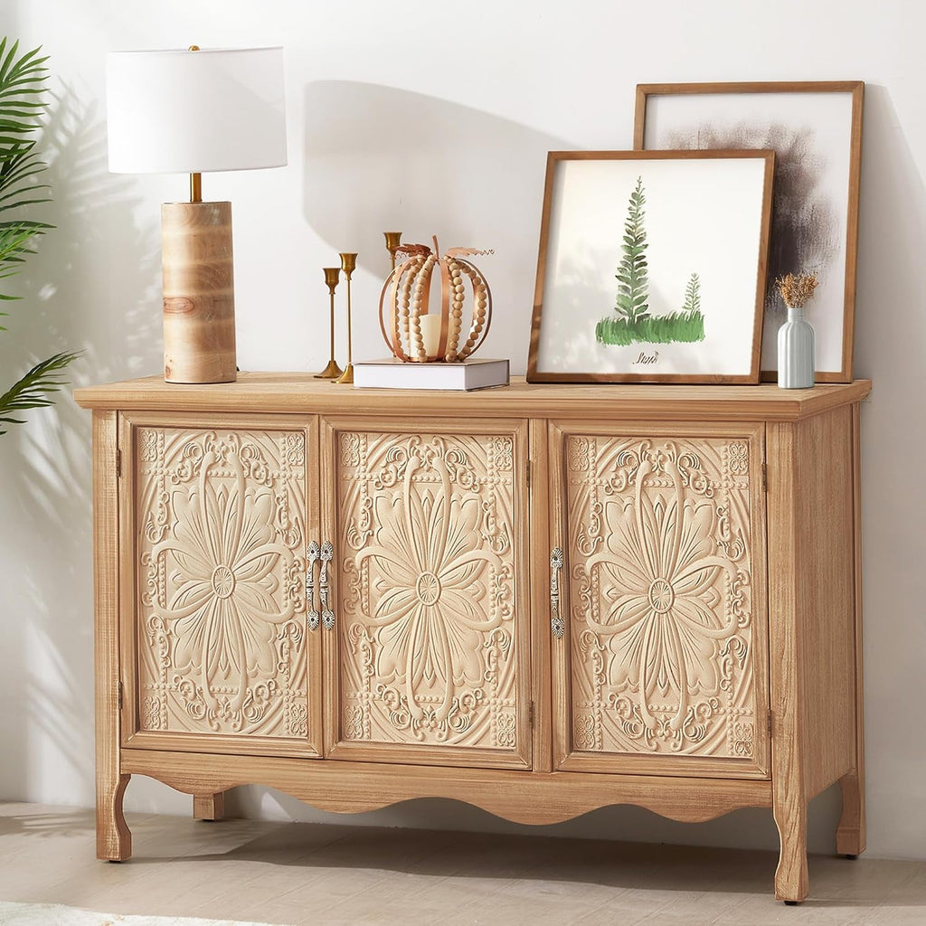 49 Inch Handcrafted Weathered Oak Sideboard Cabinet-2