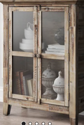Glass-Door Accent Cabinet – Rustic Gray Wash
