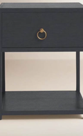 1-Drawer Nightstand – Navy Blue (Brass Ring Pull)