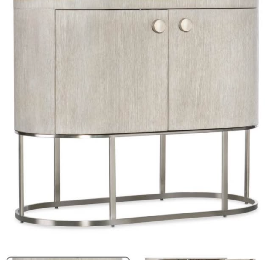 Oval Cabinet / Nightstand – Light Wood on Metal Base