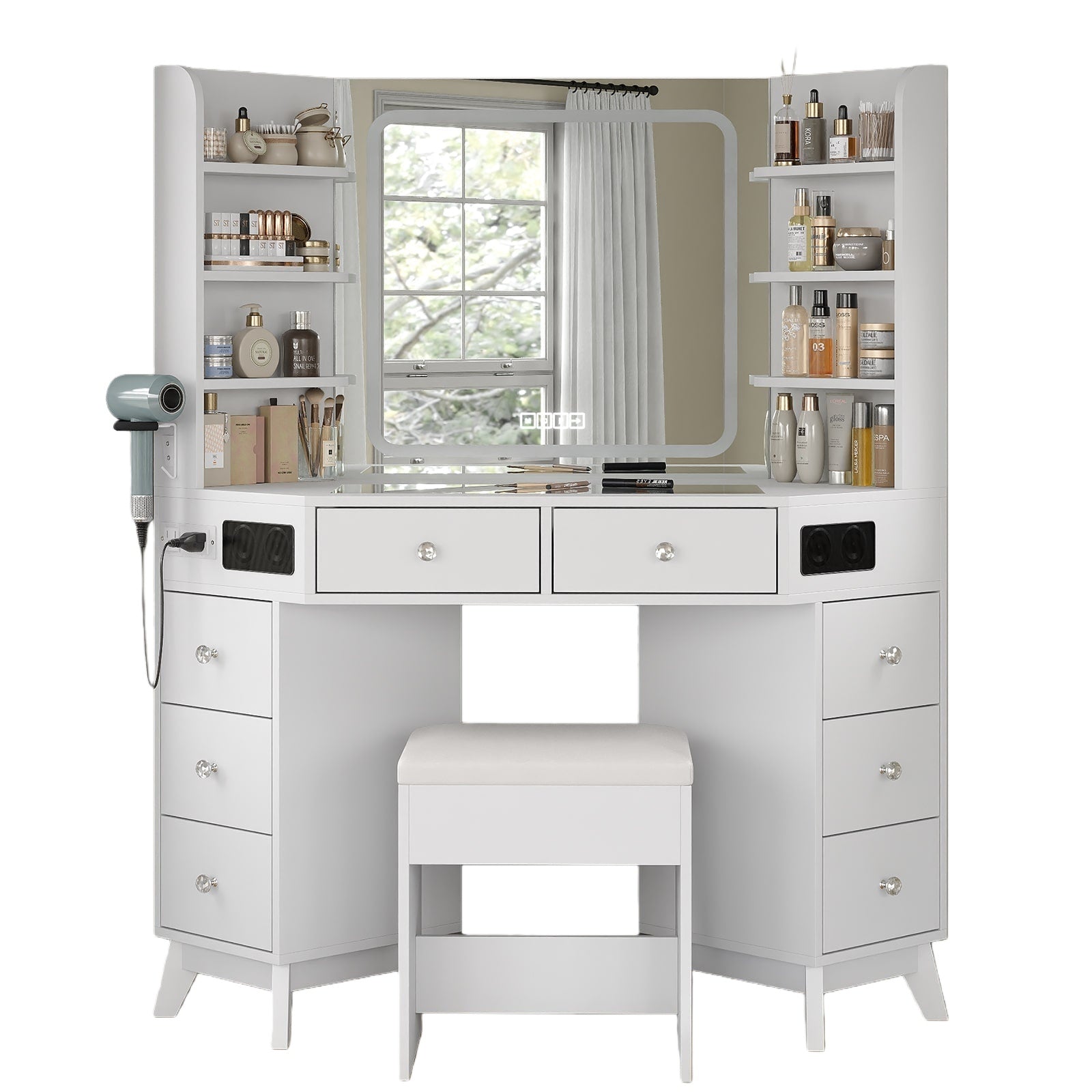 LED Mirror Vanity Desk White - Yanosaku