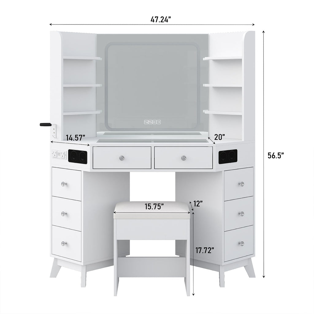 LED Mirror Vanity Desk White - Yanosaku