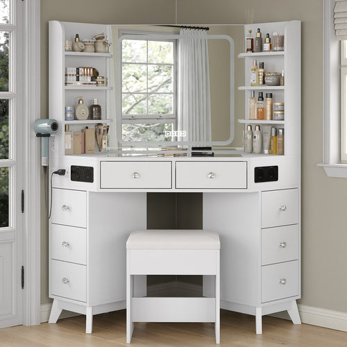 LED Mirror Vanity Desk White - Yanosaku