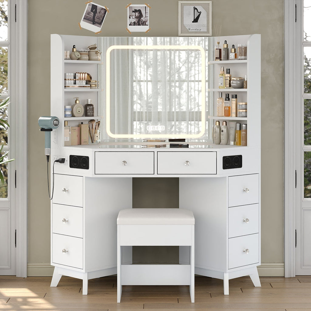 LED Mirror Vanity Desk White - Yanosaku
