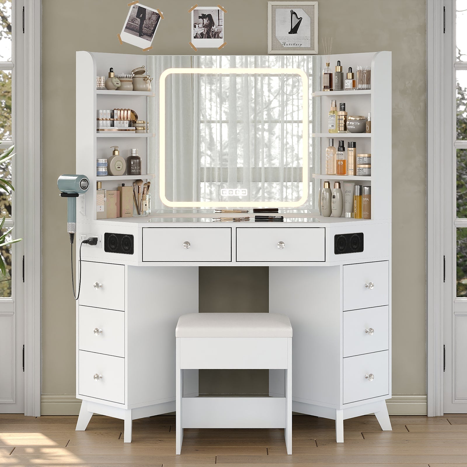LED Mirror Vanity Desk White - Yanosaku