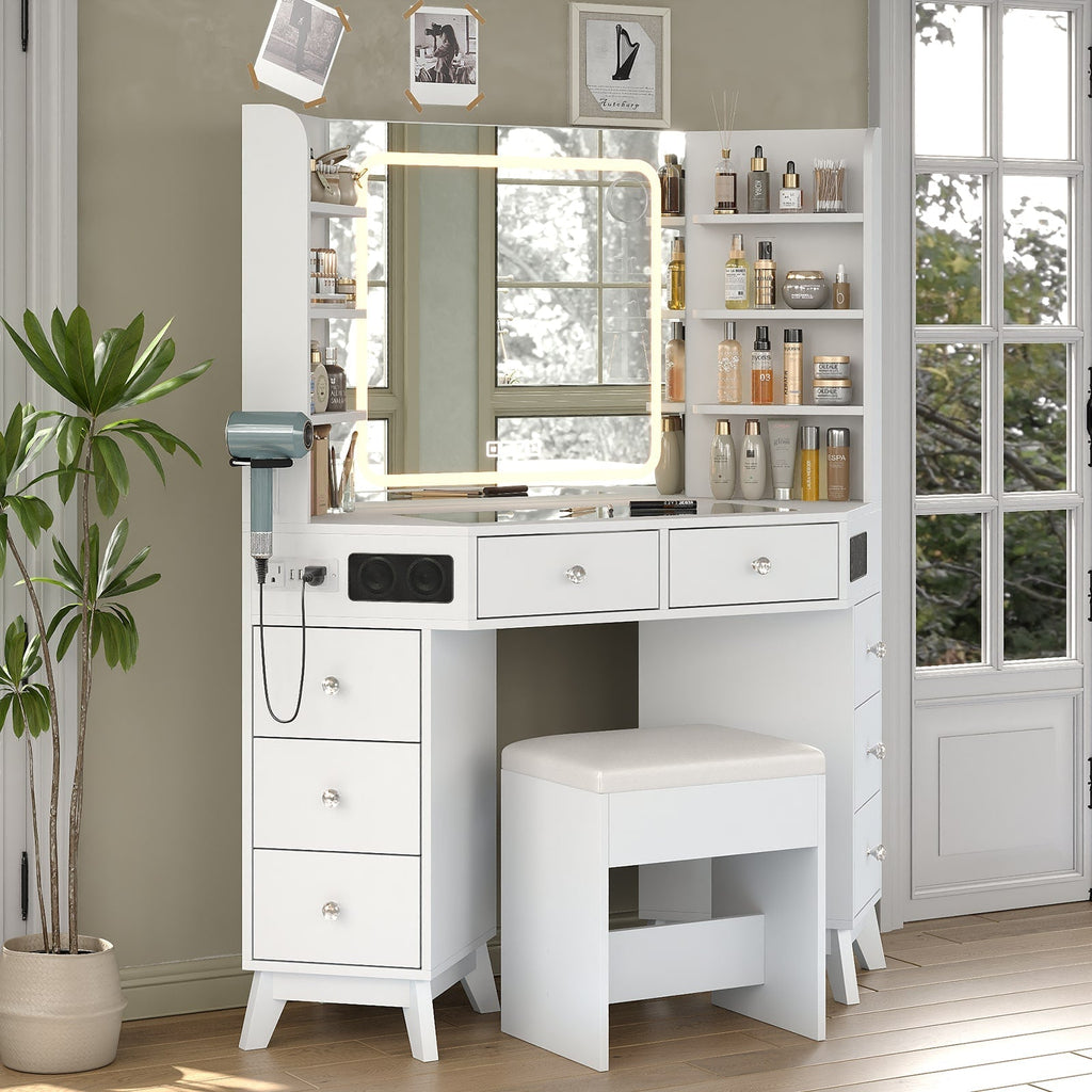 LED Mirror Vanity Desk White - Yanosaku
