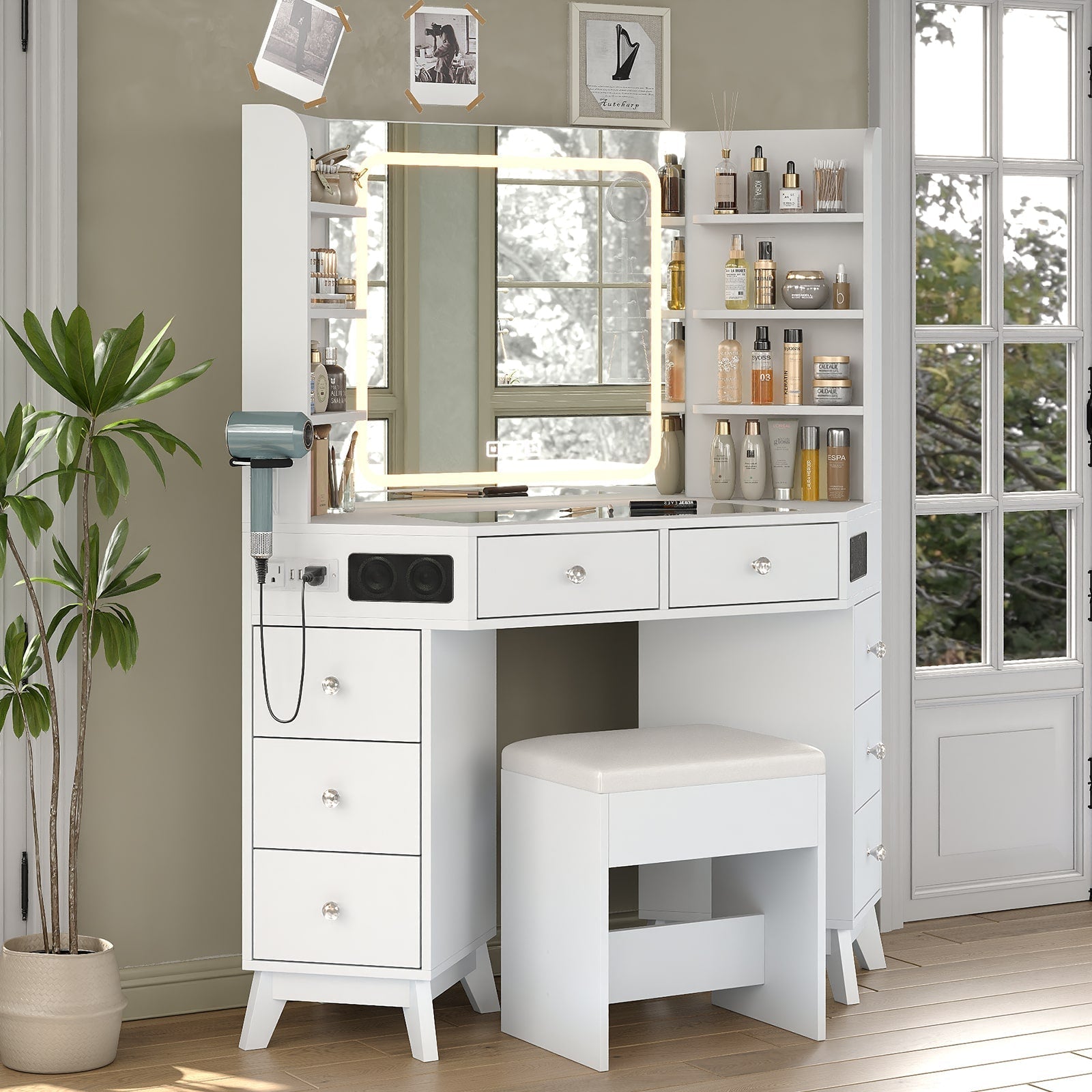 LED Mirror Vanity Desk White - Yanosaku