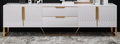 Media Console / TV Stand – White & Gold (Fluted)